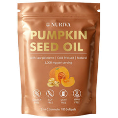 JRR NURIVA bottle with pumpkin seed oil for daily hair and urinary wellness.