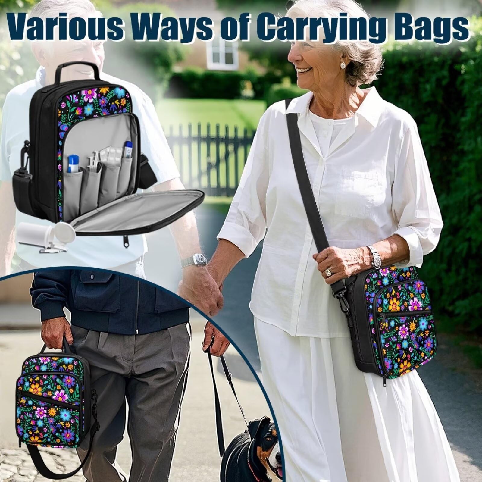 Jrysaedy diabetes bag durable fabric protects devices from dust.