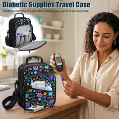 Jrysaedy diabetes bag front-access pocket holds fast-access items.
