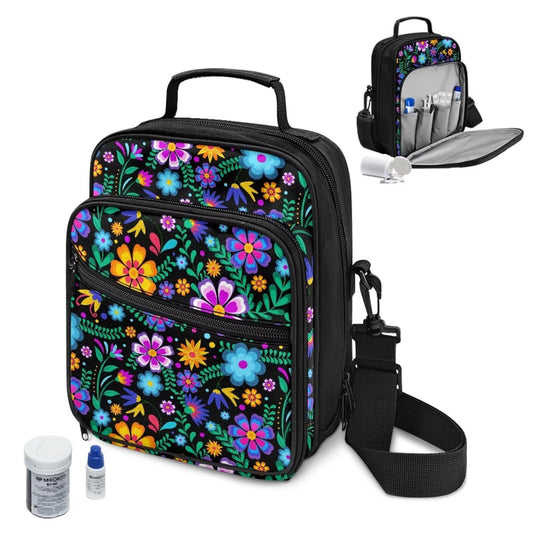 Jrysaedy diabetes bag interior compartments keep pens meters organized.