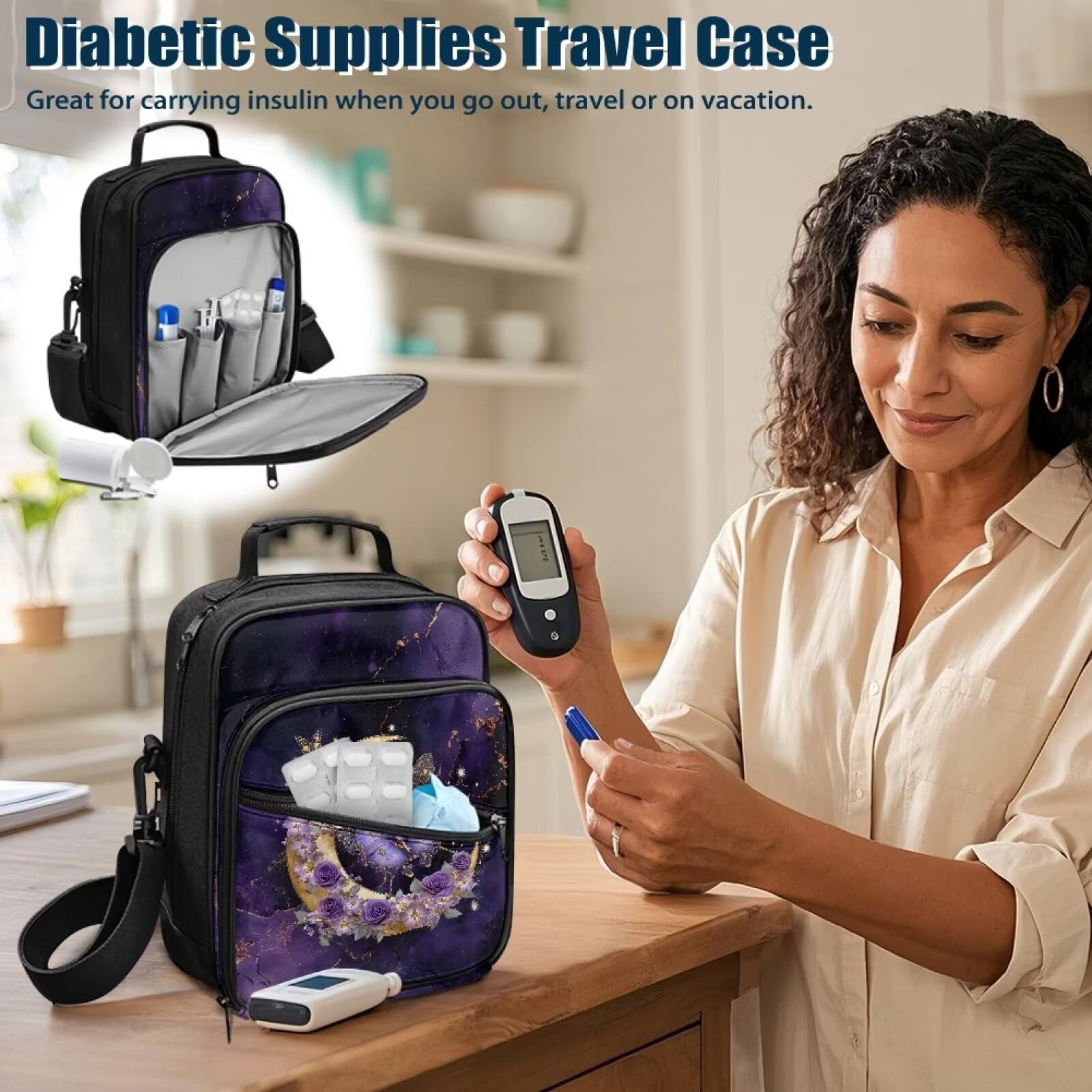 Jrysaedy bag adjustable shoulder strap for comfortable hands-free carrying.
