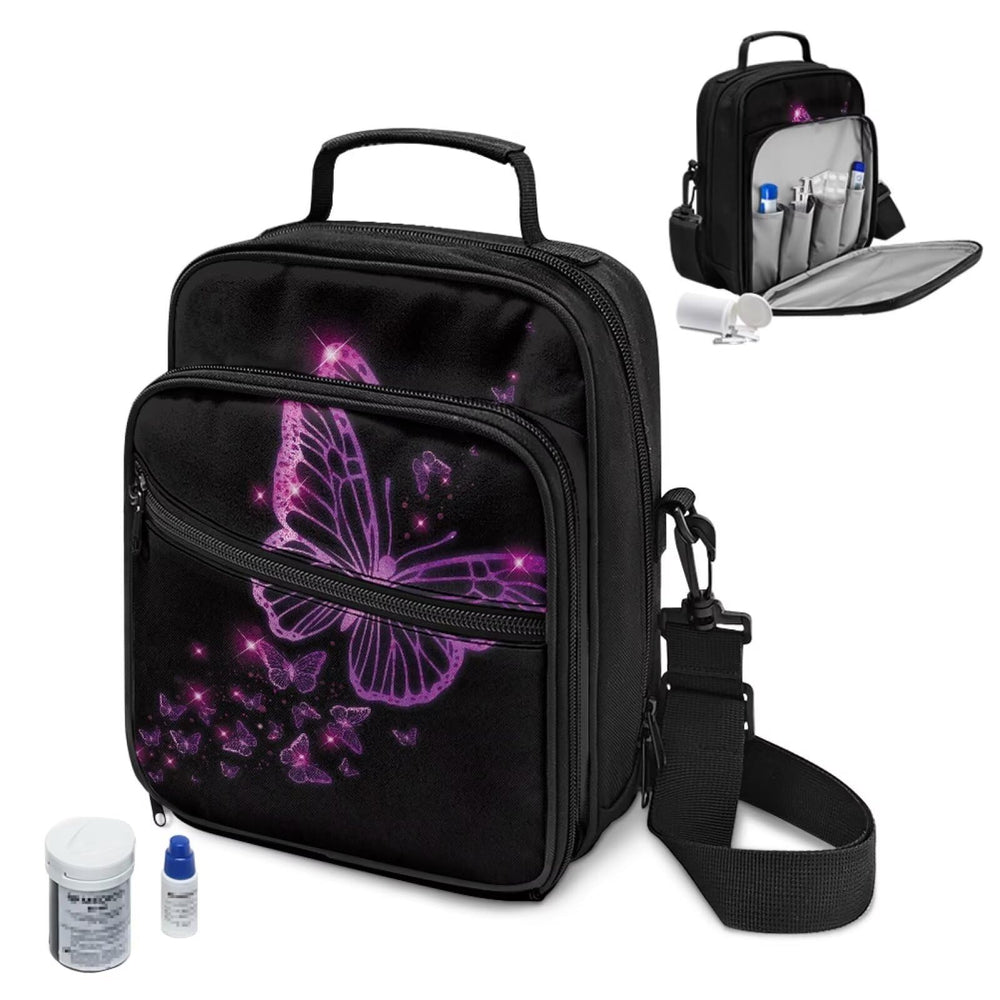Jrysaedy diabetes care bag interior compartments organize meters and pens