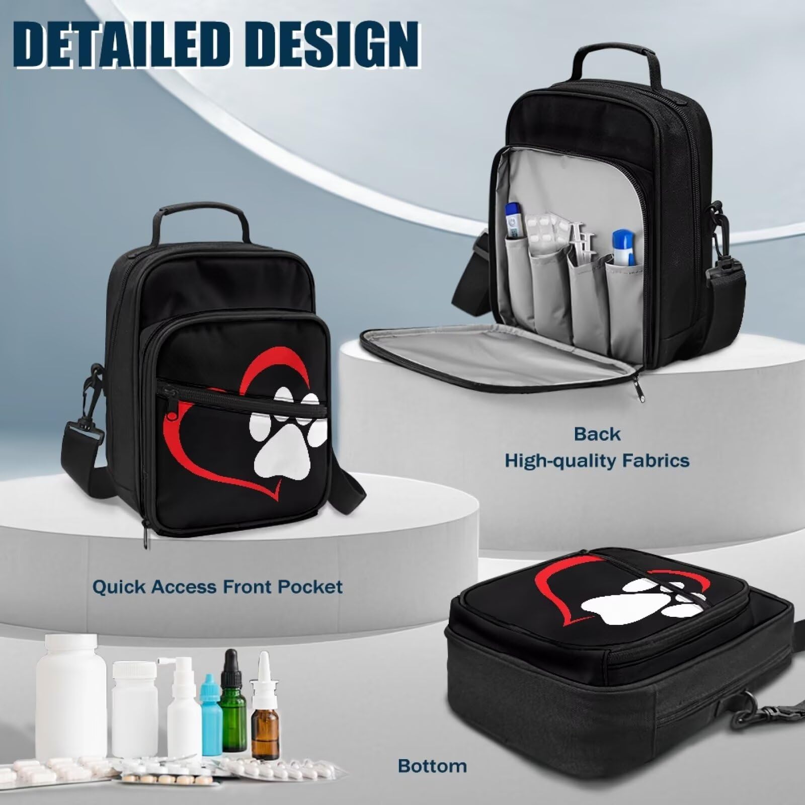 Jrysaedy fast-access front pocket diabetes bag for quick glucose and keys