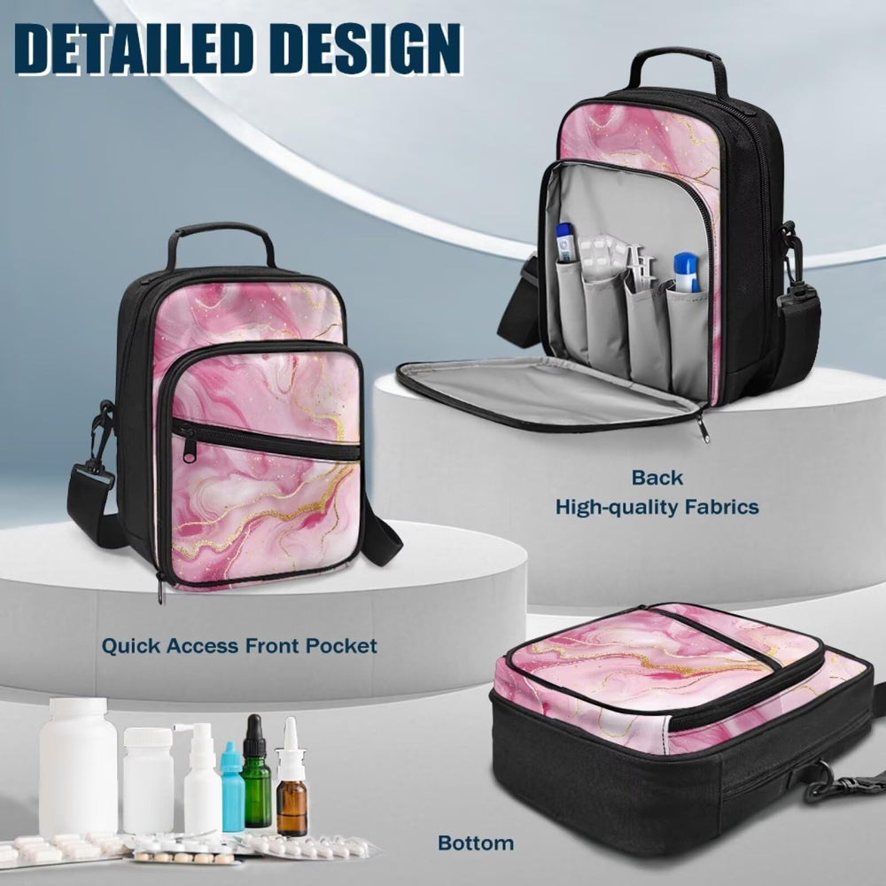 Jrysaedy Marble Diabetes Bag durable construction protects devices from dust.