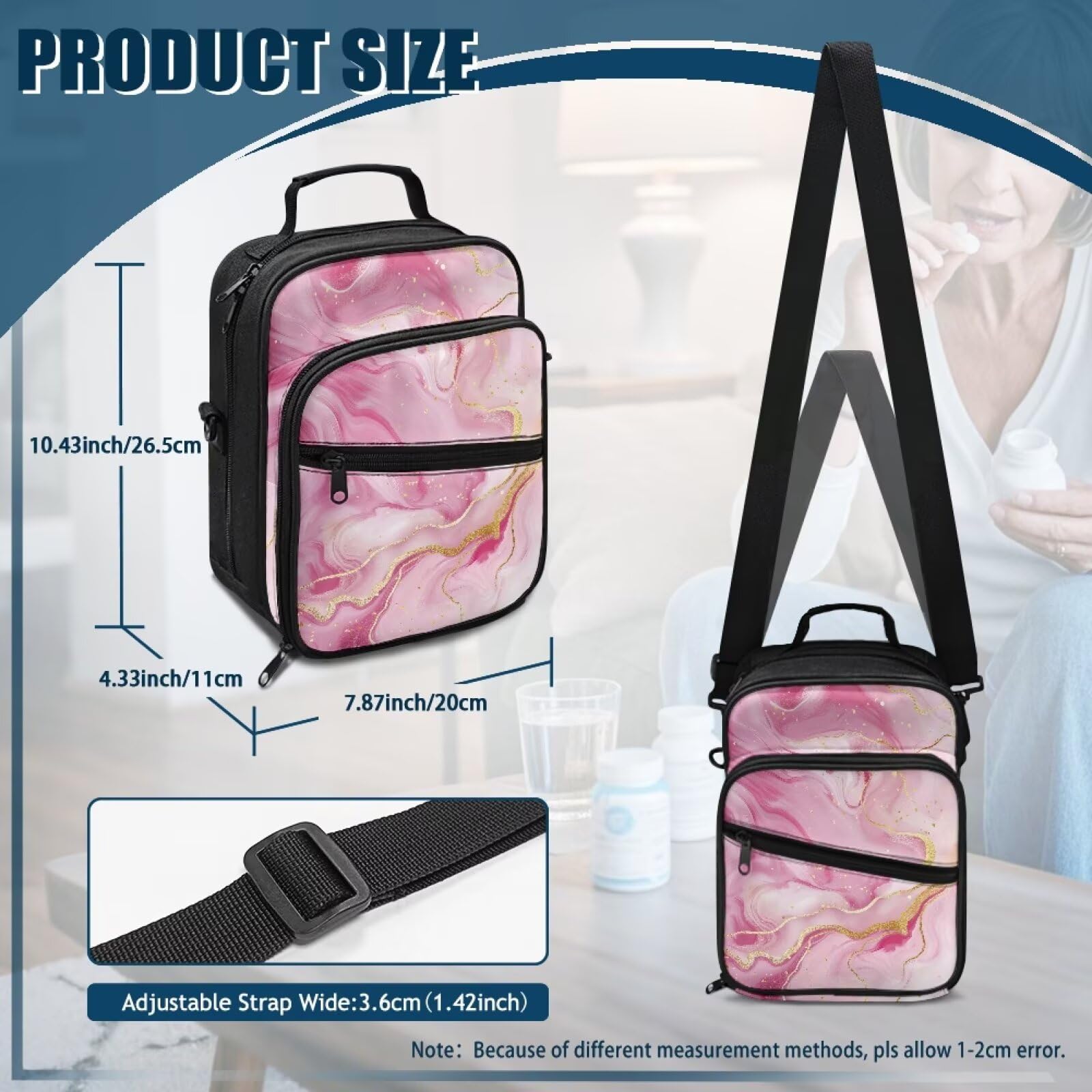 Jrysaedy Marble Diabetes Bag travel-ready design for daily errands.