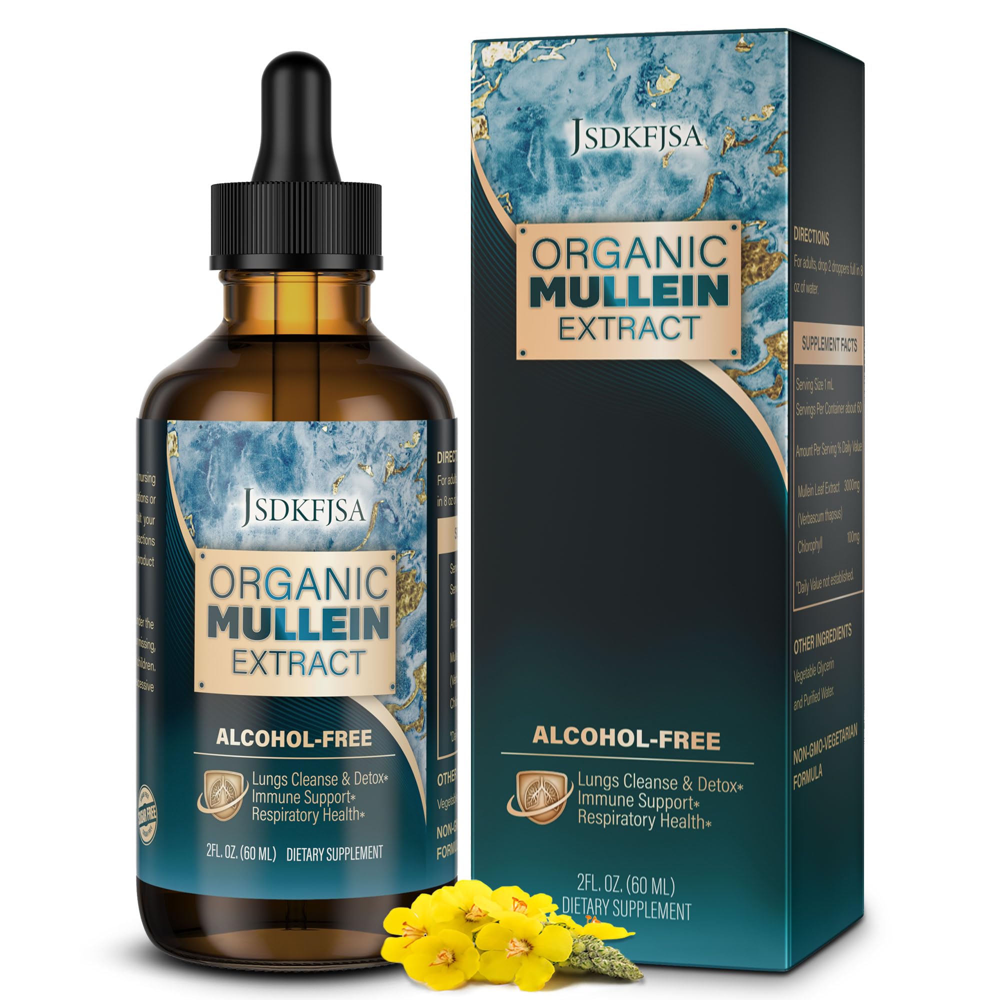 JSDKFJSA Mullein Drops bottle pour promotes smoother breathing.