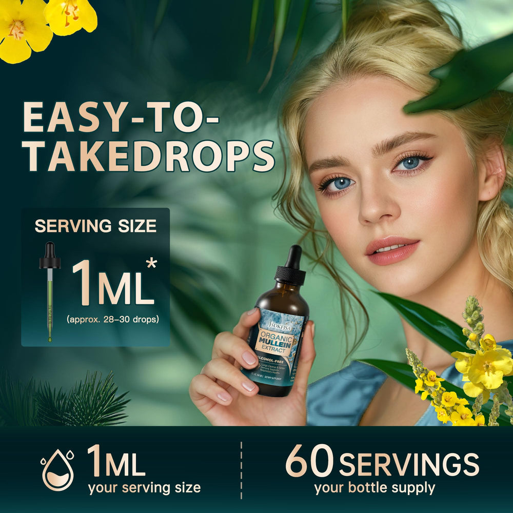 JSDKFJSA Mullein Drops ease breathing in daily routines.