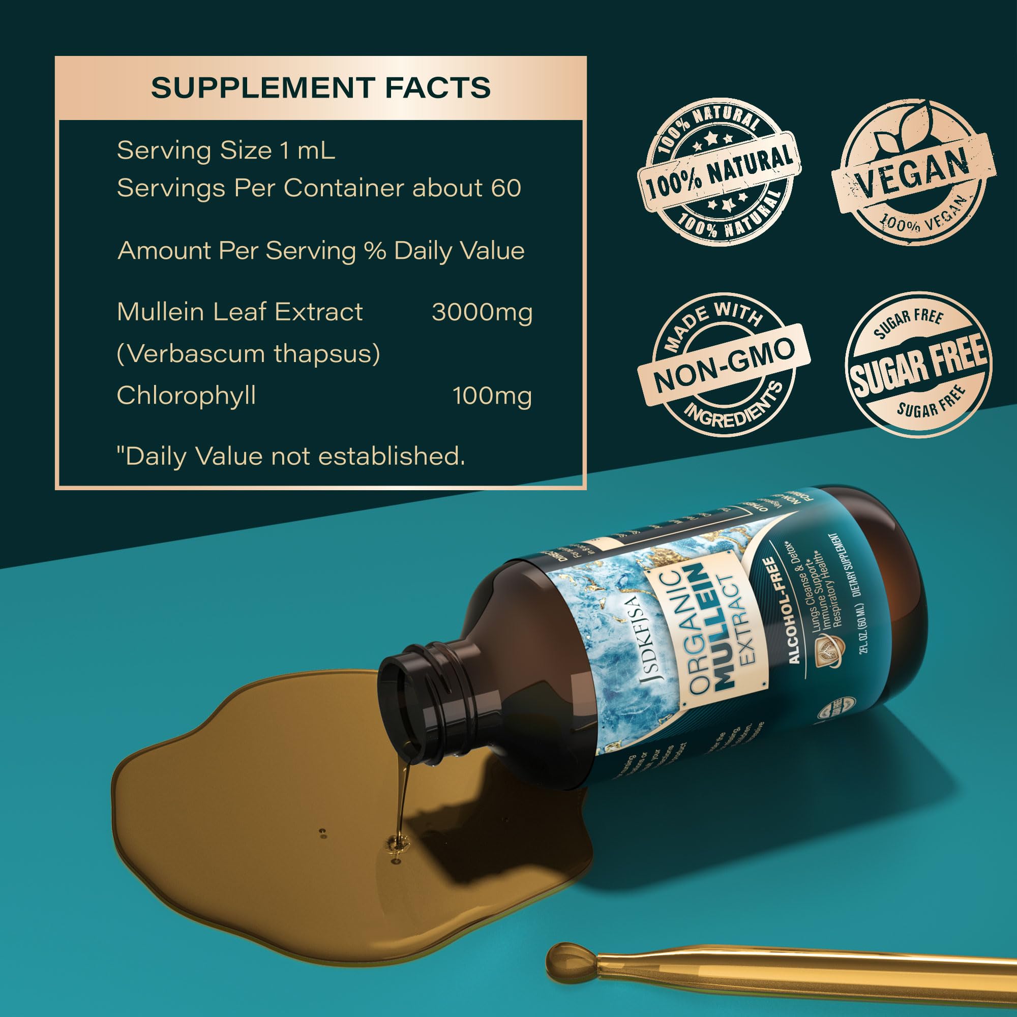 JSDKFJSA Mullein Drops mix with water for easy daily use.