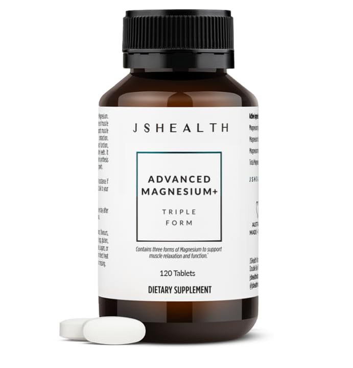 JSHealth Advanced Magnesium tablets in bottle for daily muscle comfort