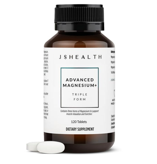 JSHealth Advanced Magnesium tablets in bottle for daily muscle comfort