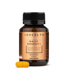 JSHealth Daily Energy bottle close-up, compact design for on-the-go energy