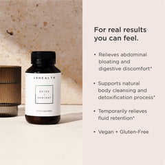 Close-up of JSHealth Detox capsules indicating convenient tablets