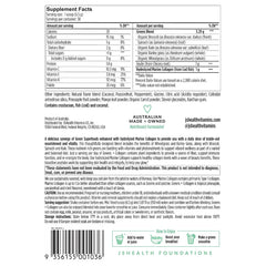 JSHealth gluten-free ingredients label on packaging indicating dietary suitability.