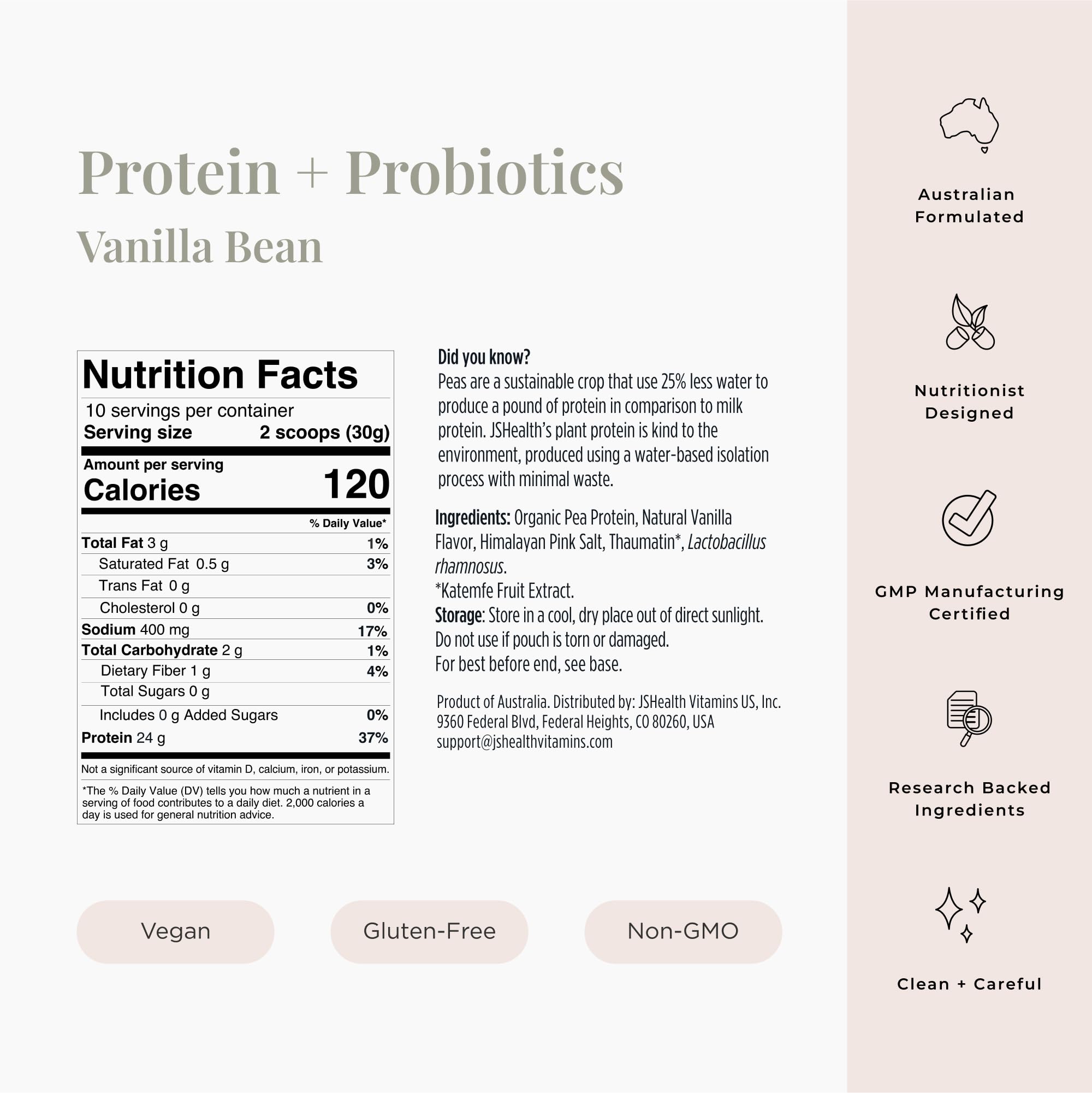 JSHealth gluten-free vegan protein powder in vanilla bean is great post-workout.