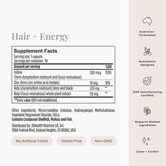 Boxed JSHealth Hair and Energy Formula with soft lighting for wellness.