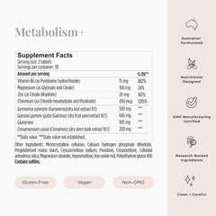 JSHealth Metabolism+ box and bottle shown for daily wellness routines.