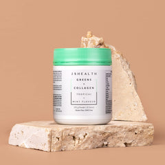JSHealth sustainability emblem on box highlighting responsibly sourced Nordic marine collagen.