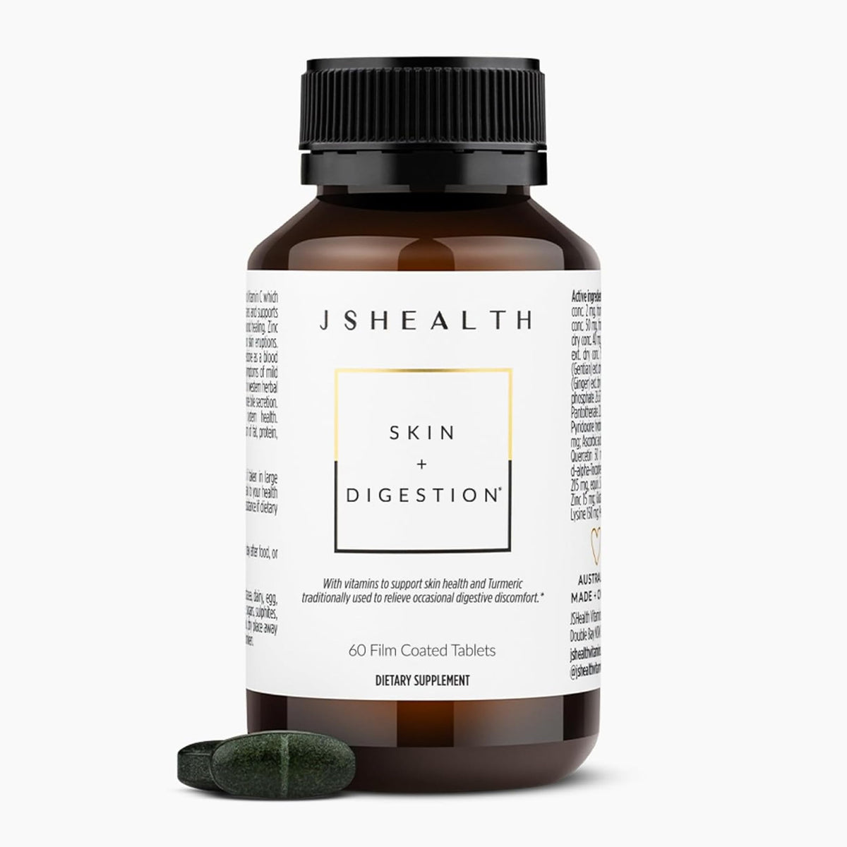 JSHealth Skin and Digestion Formula bottle front for daily skin and gut support