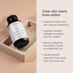 JSHealth Skin and Digestion Formula tablets close-up showing vegan capsules