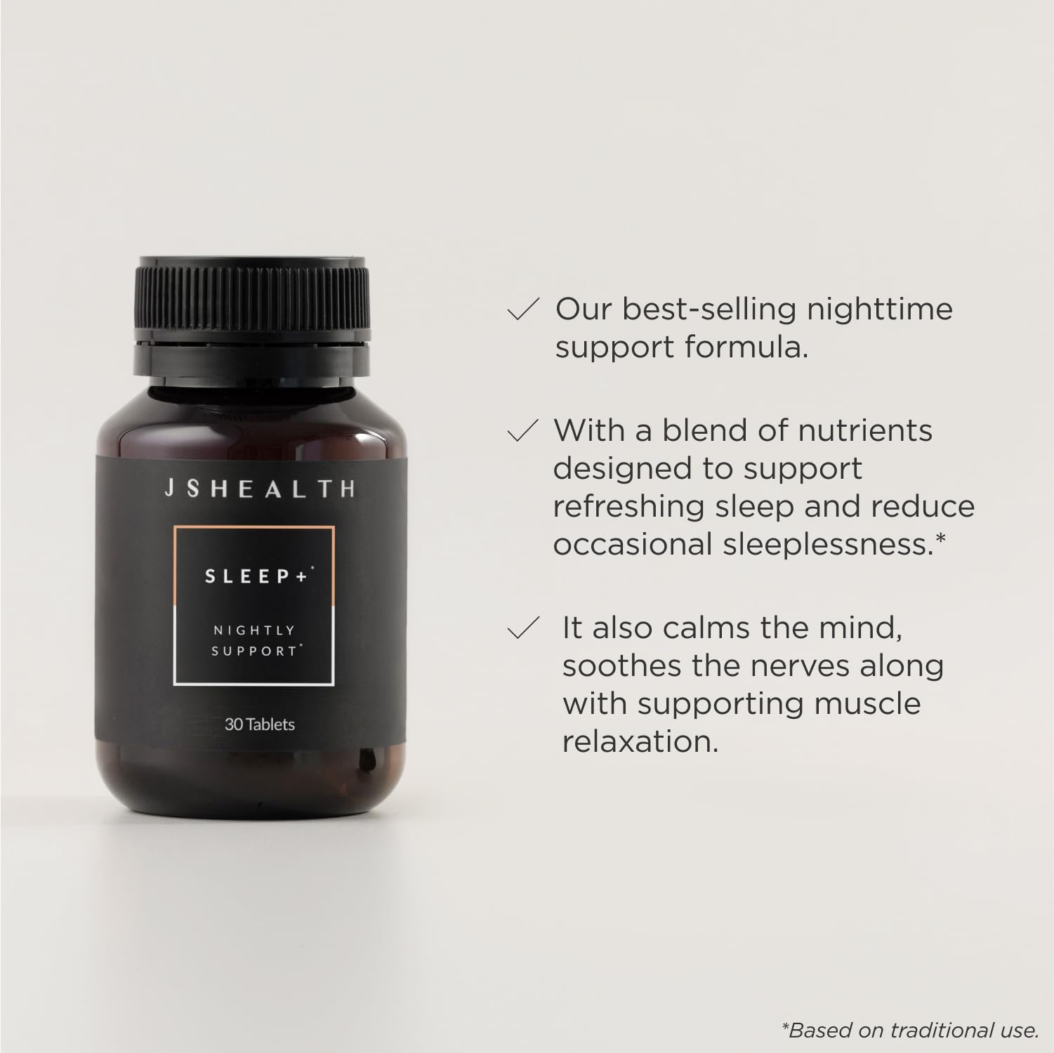 JSHealth Sleep Aid capsules close-up highlighting magnesium-rich formula for gentle relaxation