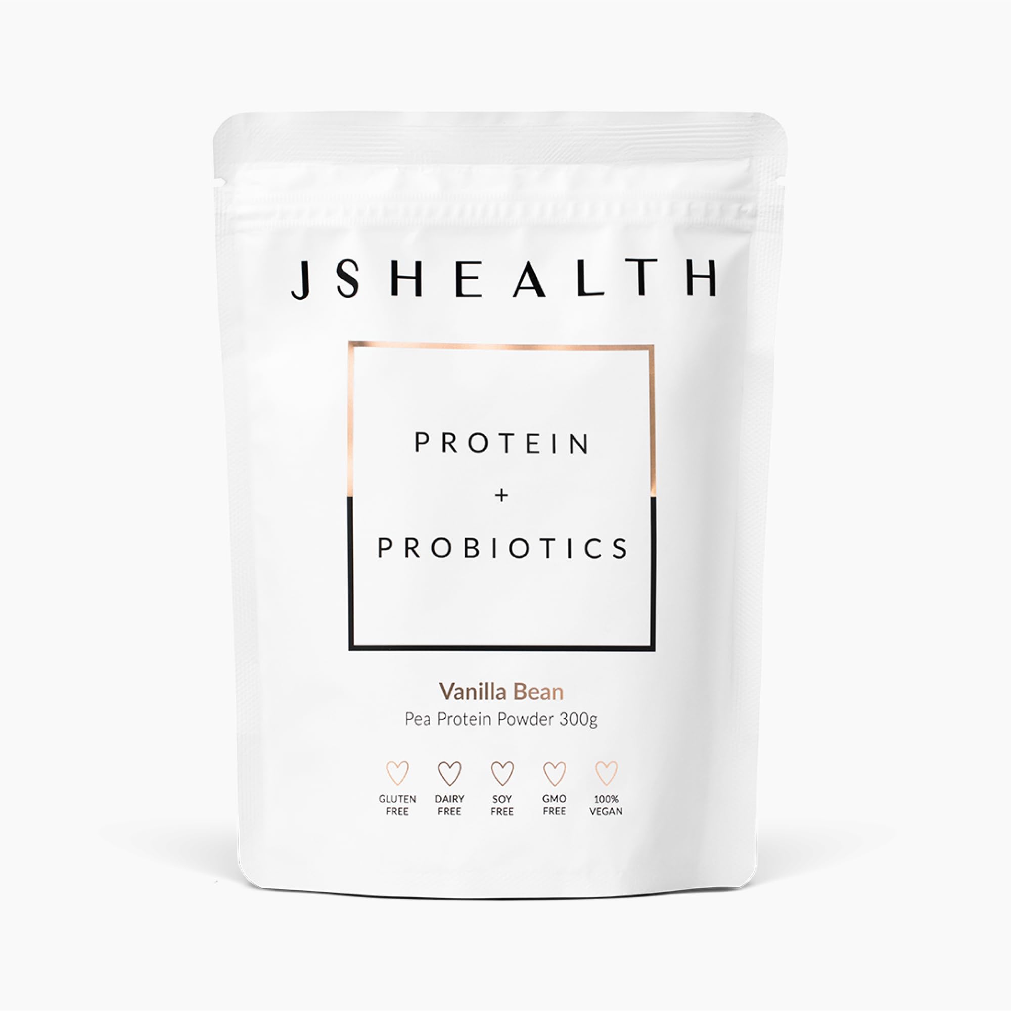 JSHealth Vanilla Bean protein powder with probiotics, ideal shake base for busy mornings.