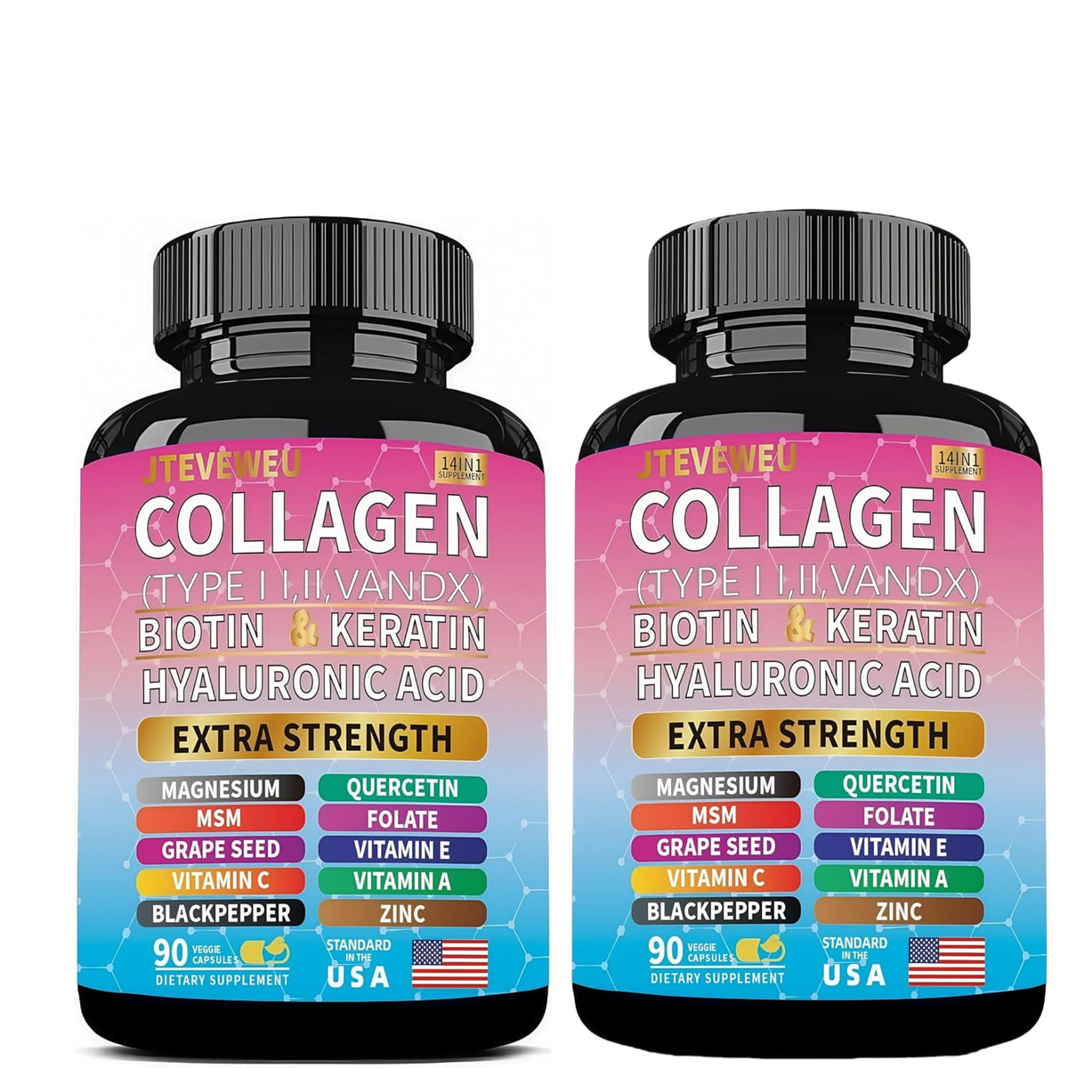 JTEVEweu collagen bottle front displaying premium blend for daily beauty support