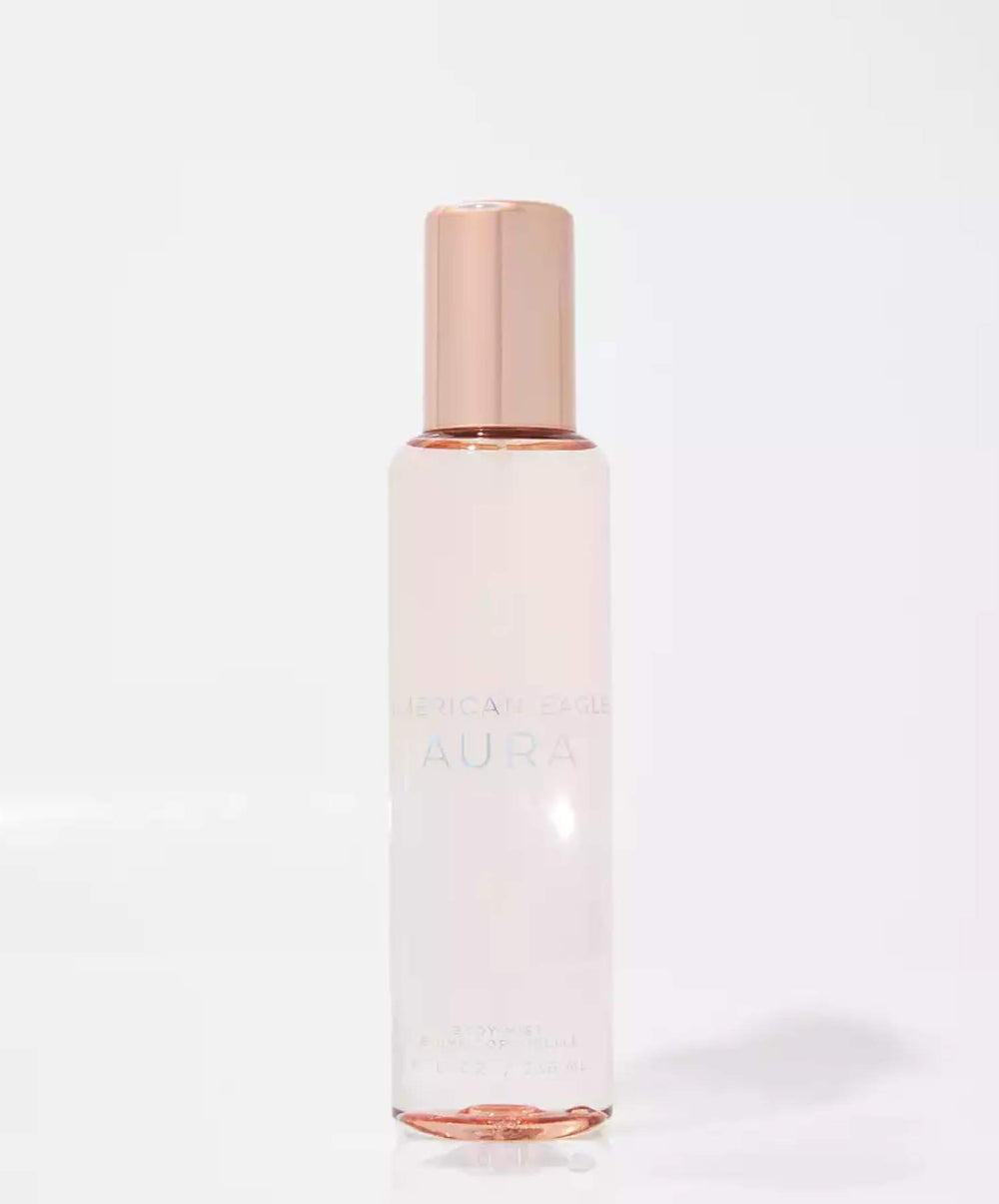 JU American USA Tees AEO Aura fragrance mist offers floral freshness for daily wear.
