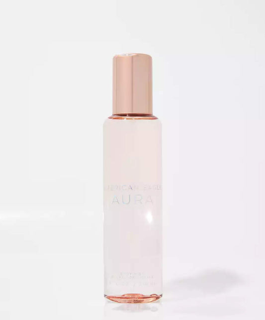 JU American USA Tees AEO Aura fragrance mist offers floral freshness for daily wear.