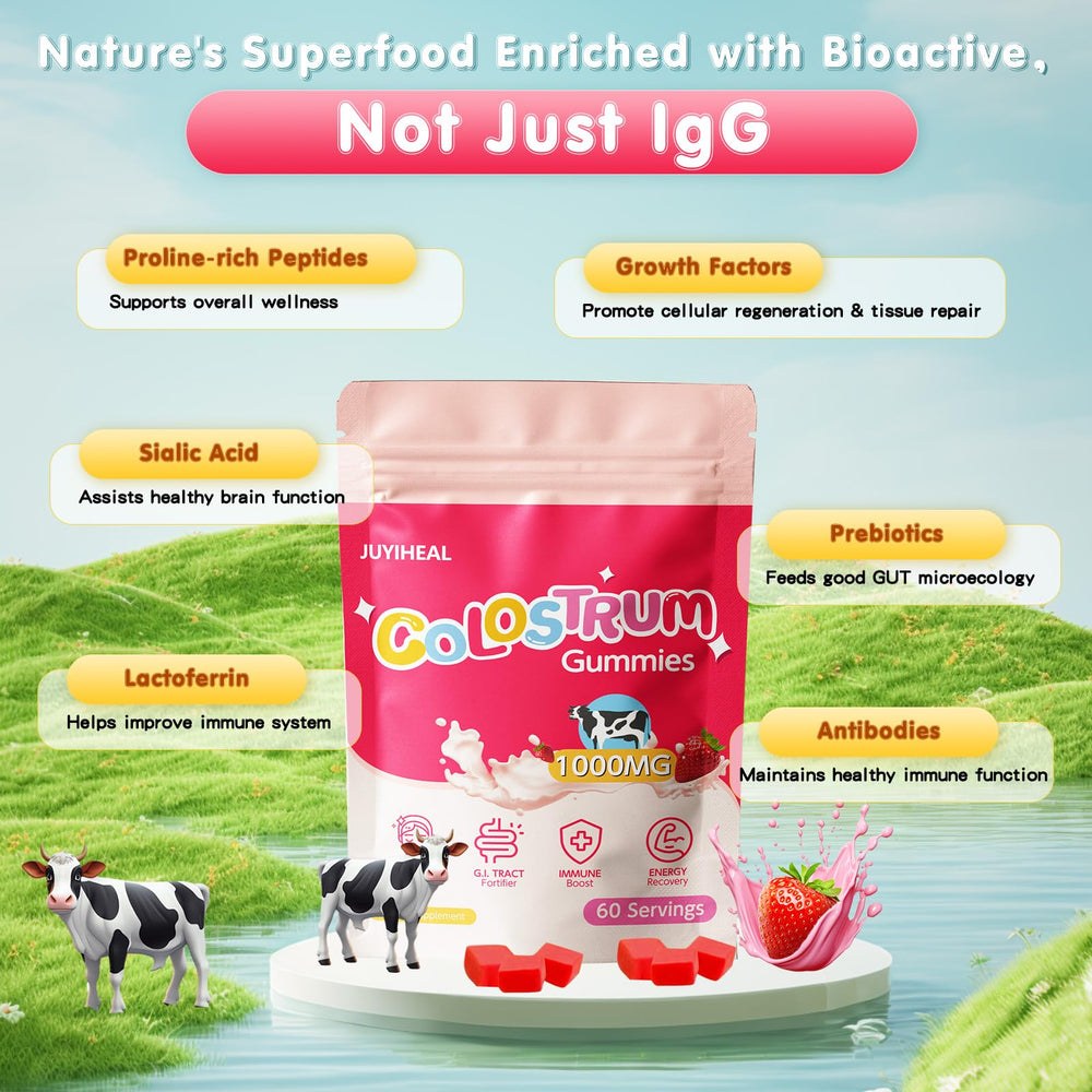 JUYIHEAL Gummies daily chew scene suggests a convenient habit supporting gut health.