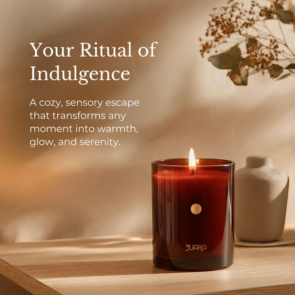Juara Joy Candle close-up of coconut-soy-wax blend releasing fragrance