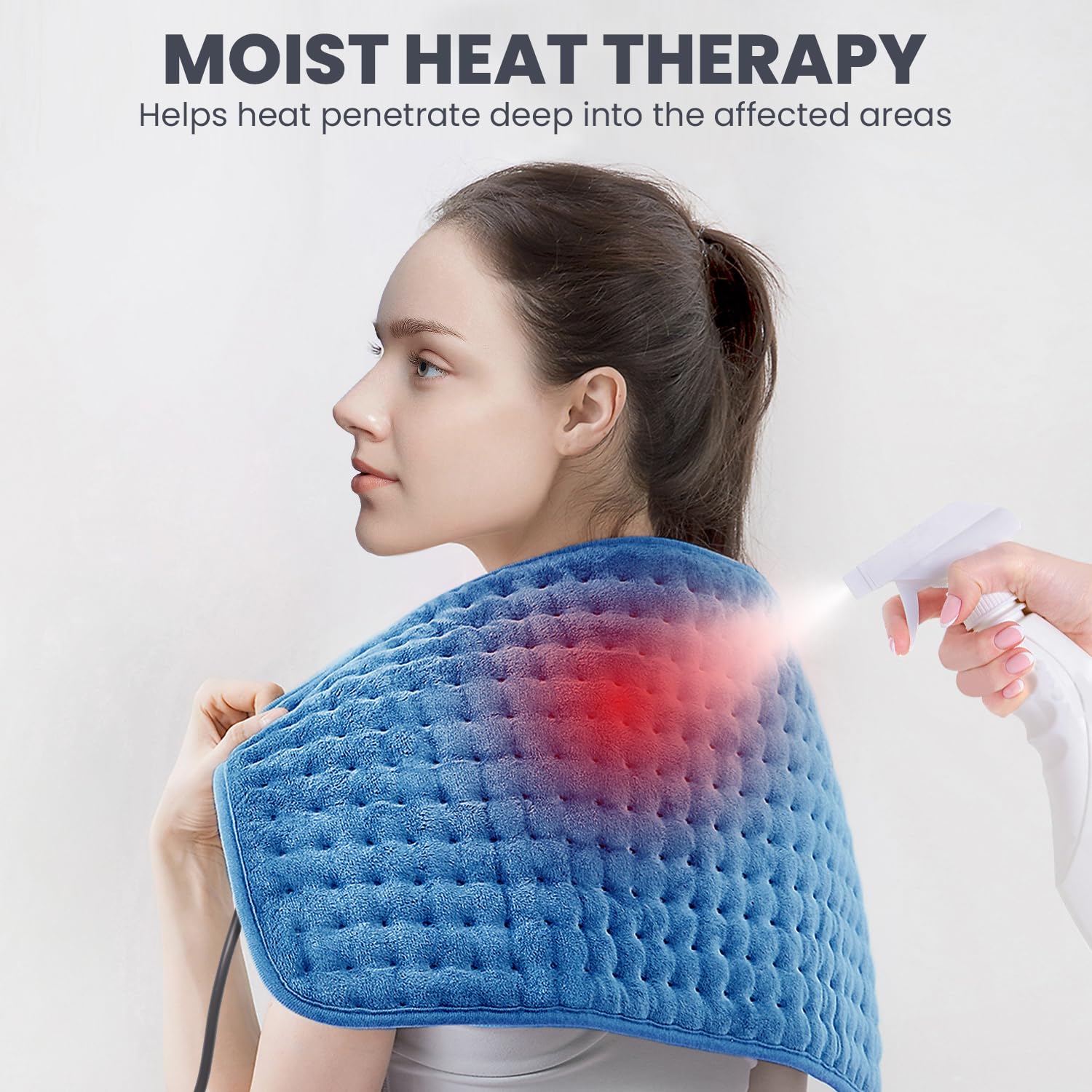 Jubeoyey Heating Pad on abdomen delivers comforting warmth during cramps