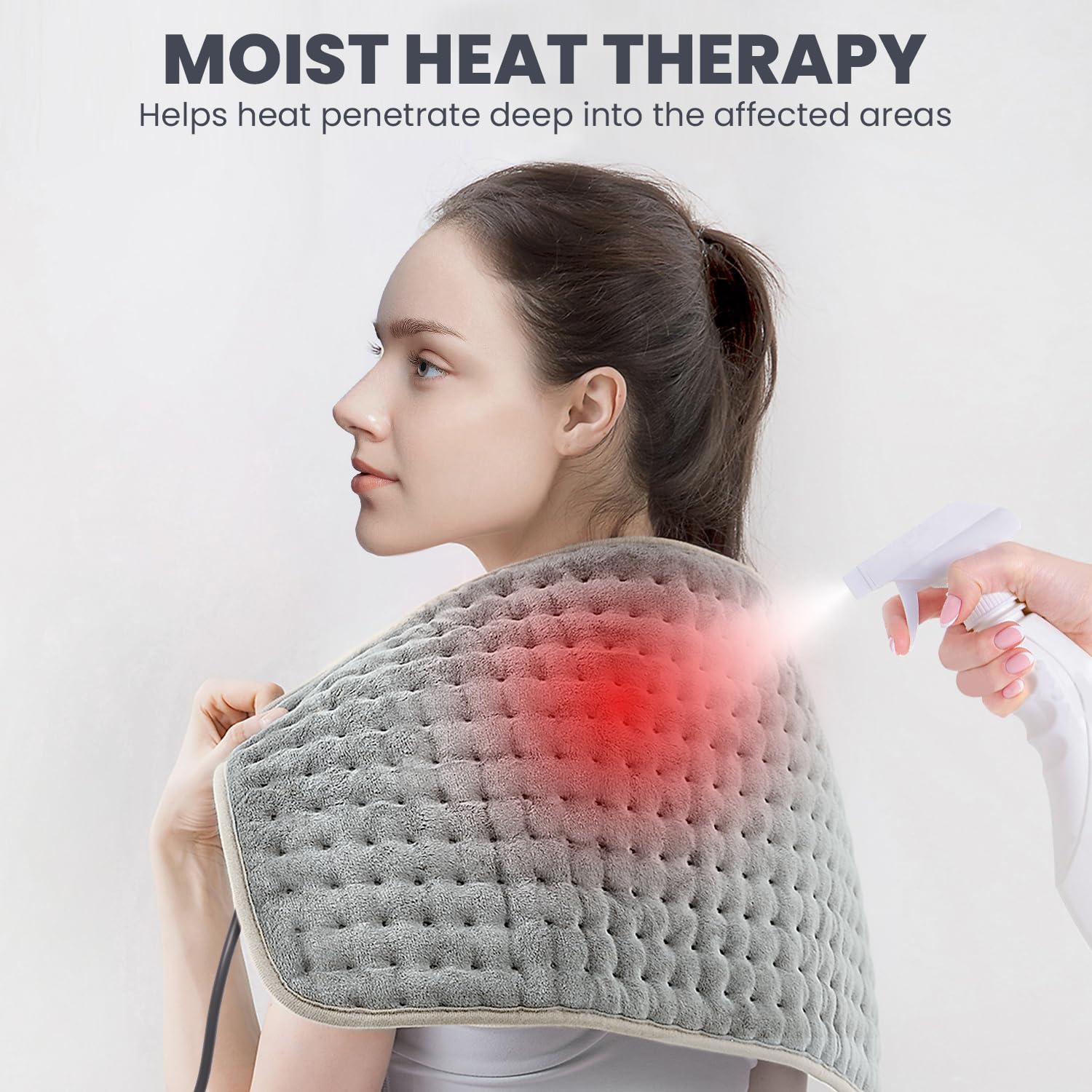 Jubeoyey heating pad back relief with plush fabric for cozy coverage.