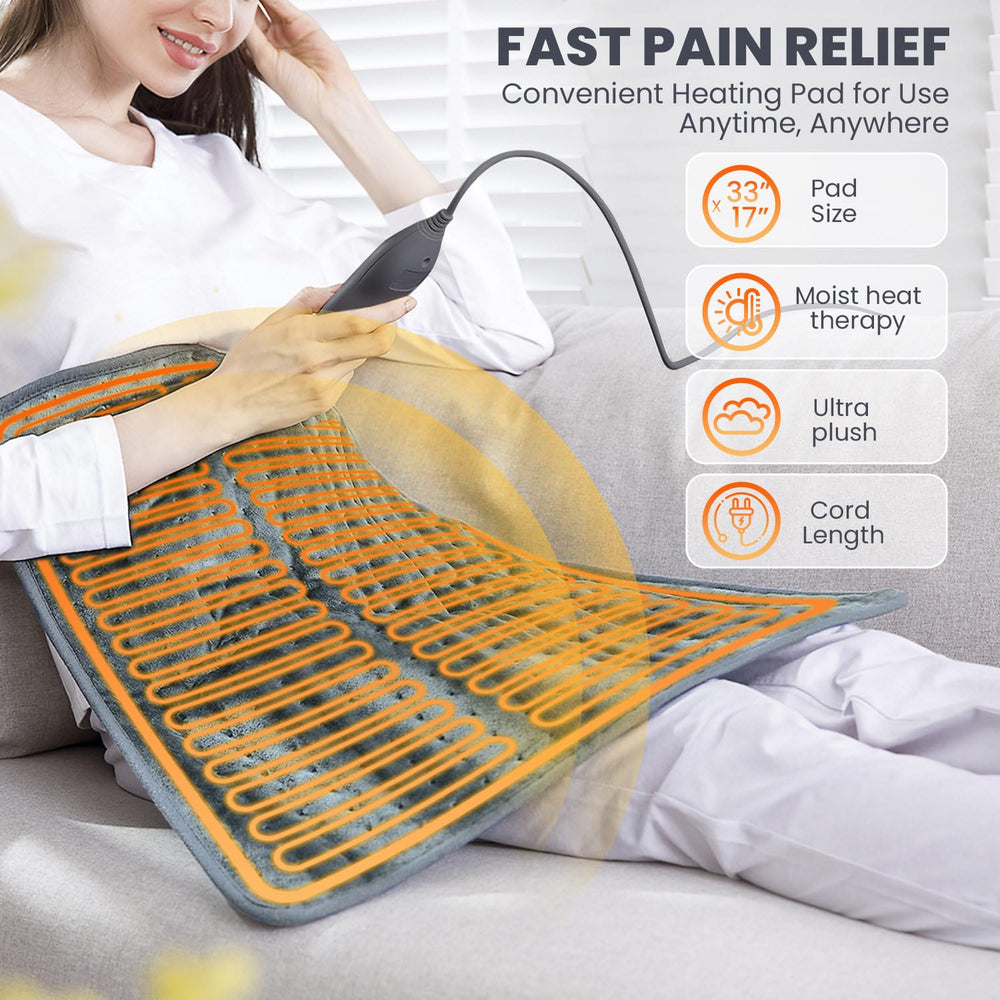 Jubeoyey heating pad LCD controller shows six heat levels for precise comfort.