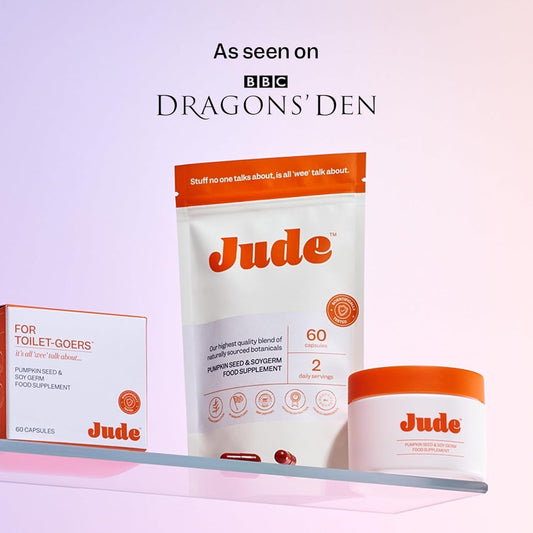 Close-up of Jude Bladder Strength capsules highlighting pelvic floor support.