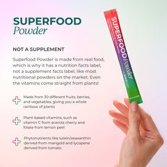 Juice Plus+ 30-stick box highlights portable nutrition for travel and workouts.