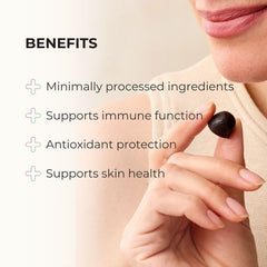 Juice Plus+ Berry Blend textured bites reveal natural peel and seed goodness.