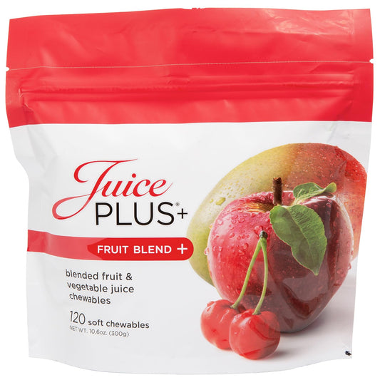 Juice Plus+ Fruit Blend Soft Chews package: tasty, convenient daily nutrition.