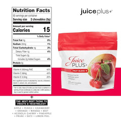 Juice Plus+ Fruit Blend Soft Chews whole-food ingredients preserve nutrients from peels, leaves, seeds.