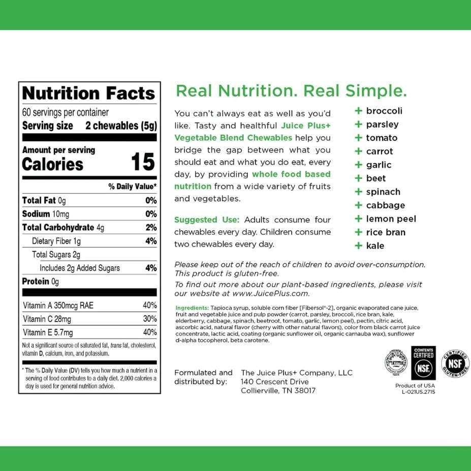 Juice Plus+ soft chews vegan friendly plant-based option.