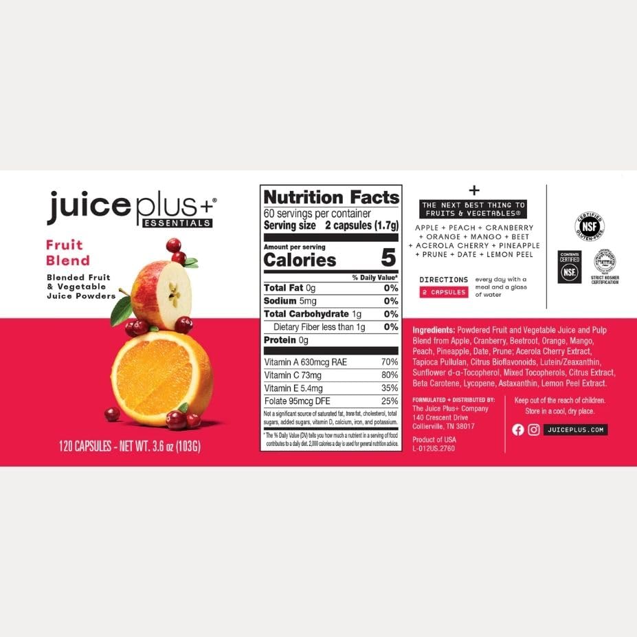 Juice Plus+ Fruit Blend serving idea, suggesting morning smoothie inclusion.