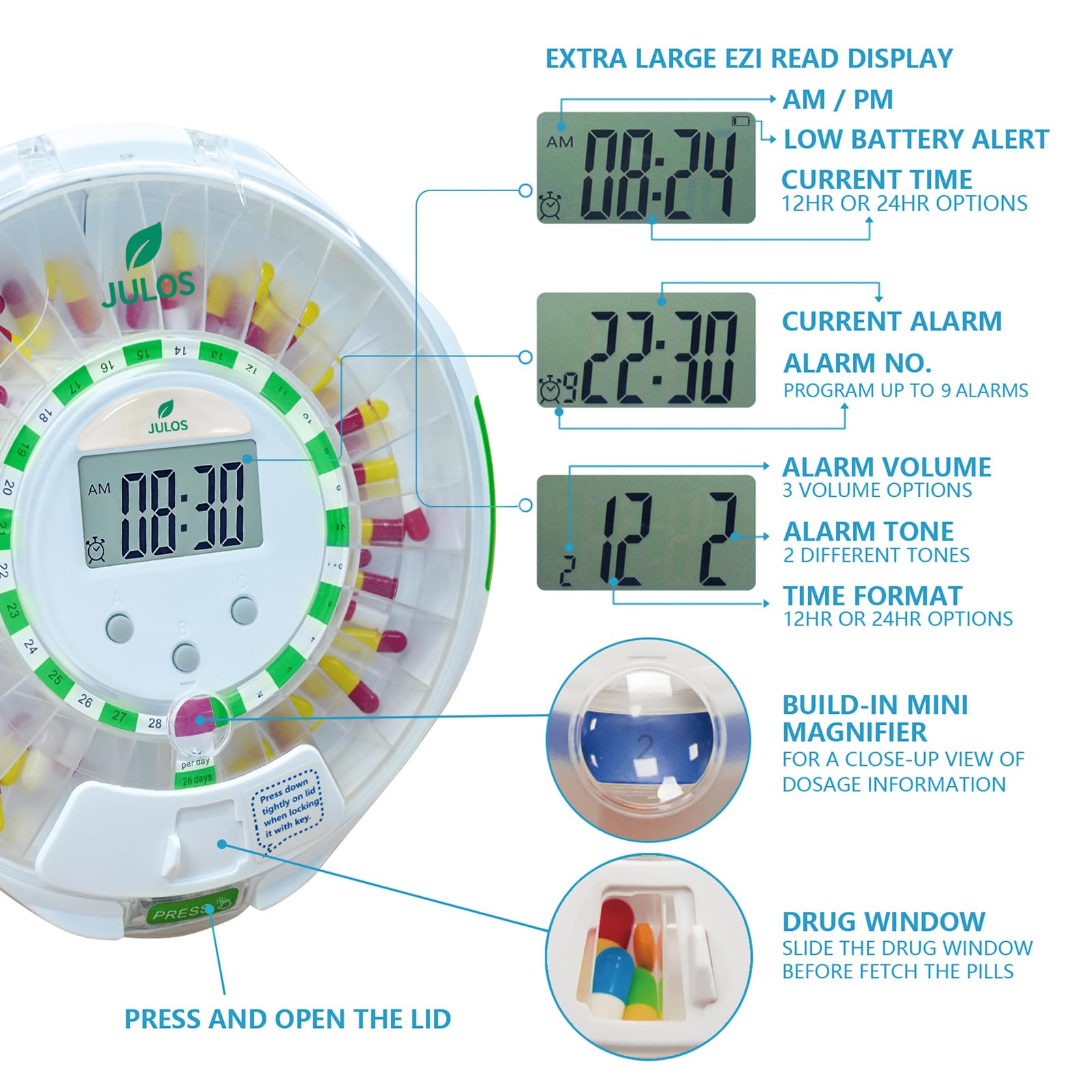 JULOS Ezi-Read LCD display makes dosing clarity easy.