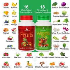 JulyDeer Fruit and Veggies capsules close-up highlighting natural fruit and veggie blend.