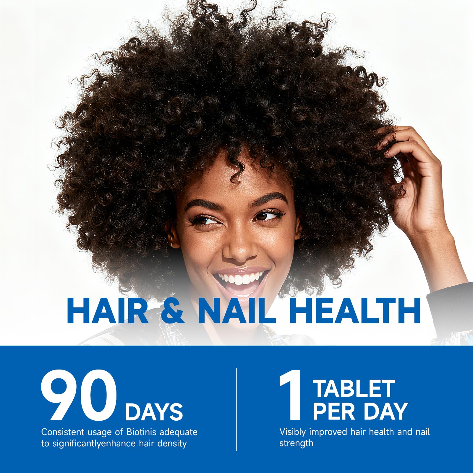 Julytiger Biotin and collagen tablets shown for daily hair, skin, and nails care