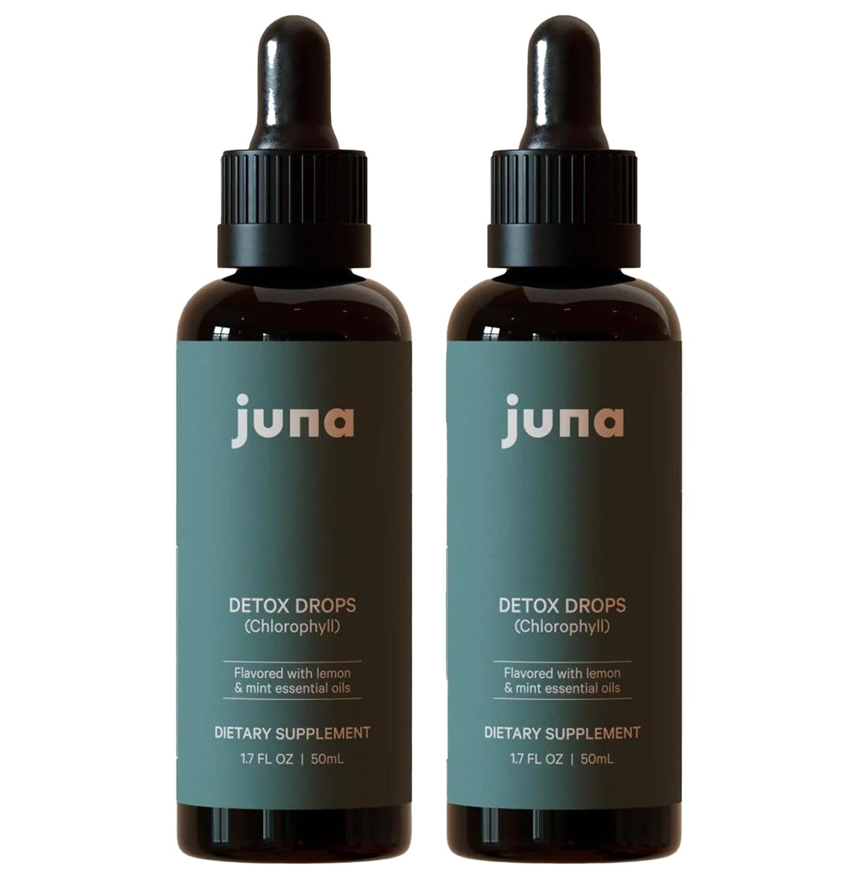 Juna Chlorophyll Drops 2-pack bottle supports daily hydration and gentle detox.