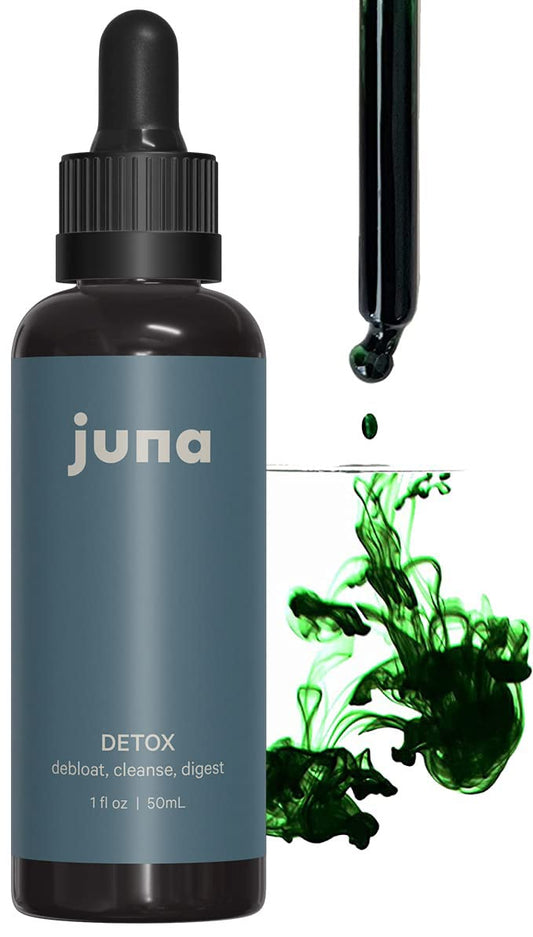 Juna Chlorophyll Drops bottle shown for daily hydration and detox ritual