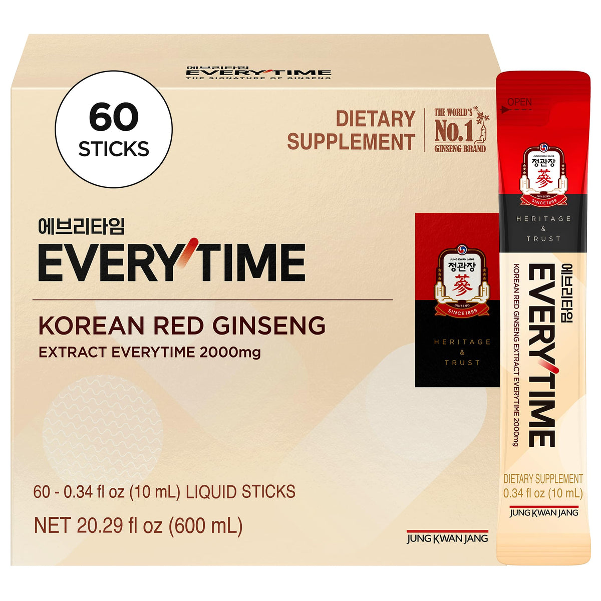 Jung Kwan Jang Everytime red ginseng packaging front for daily vitality.