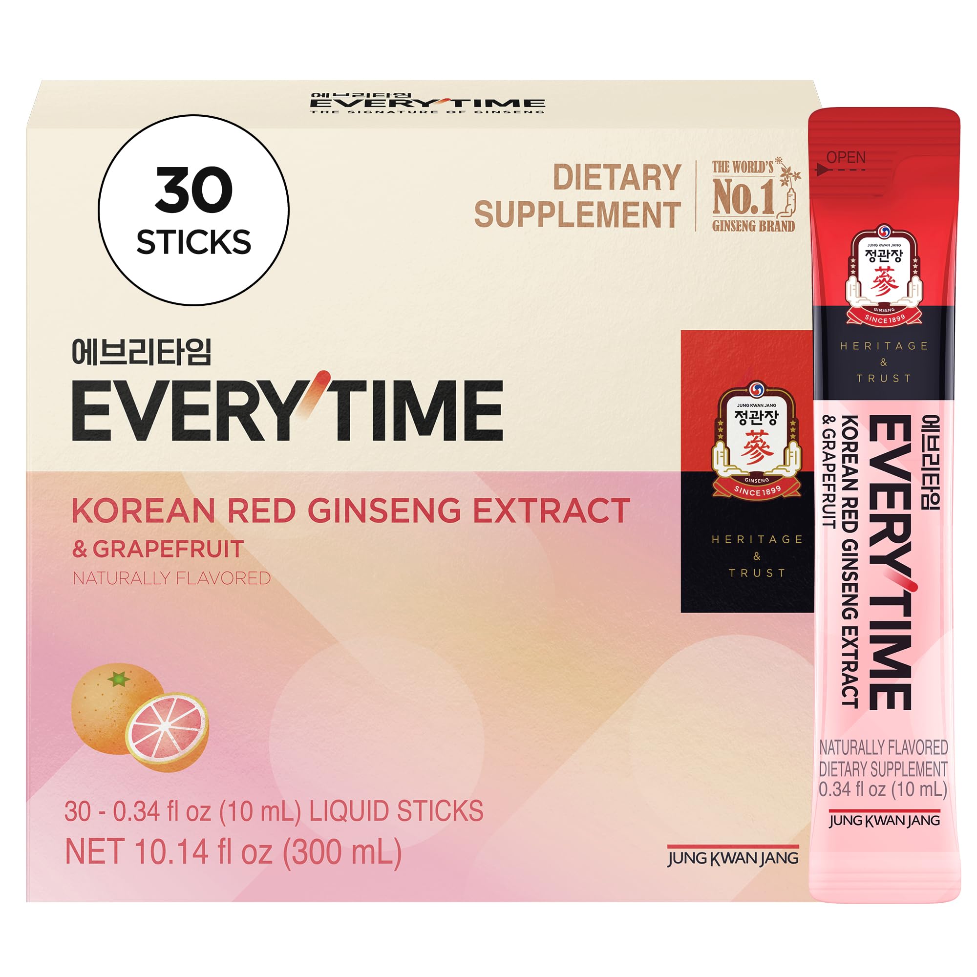 Jung Kwan Jang Everytime red ginseng stick pour highlights convenient, on-the-go energy.