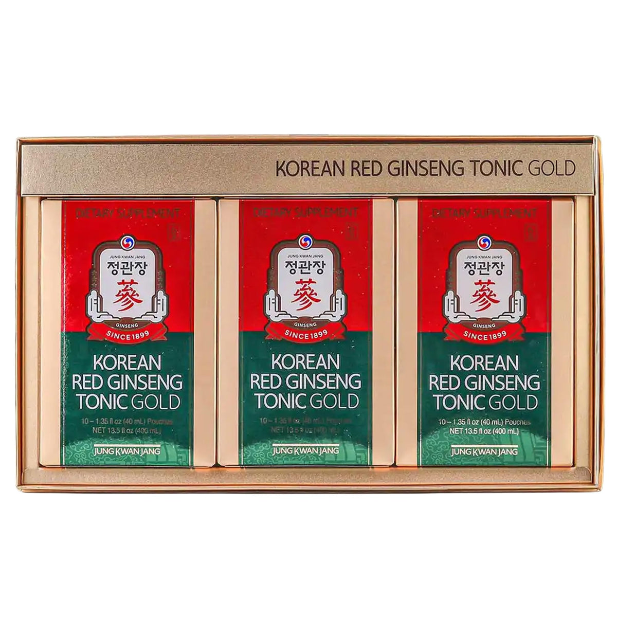 JungKwanJang Korean Red Ginseng Tonics Gold bottle for steady, caffeine-free energy support