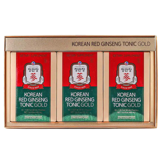 JungKwanJang Korean Red Ginseng Tonics Gold bottle for steady, caffeine-free energy support