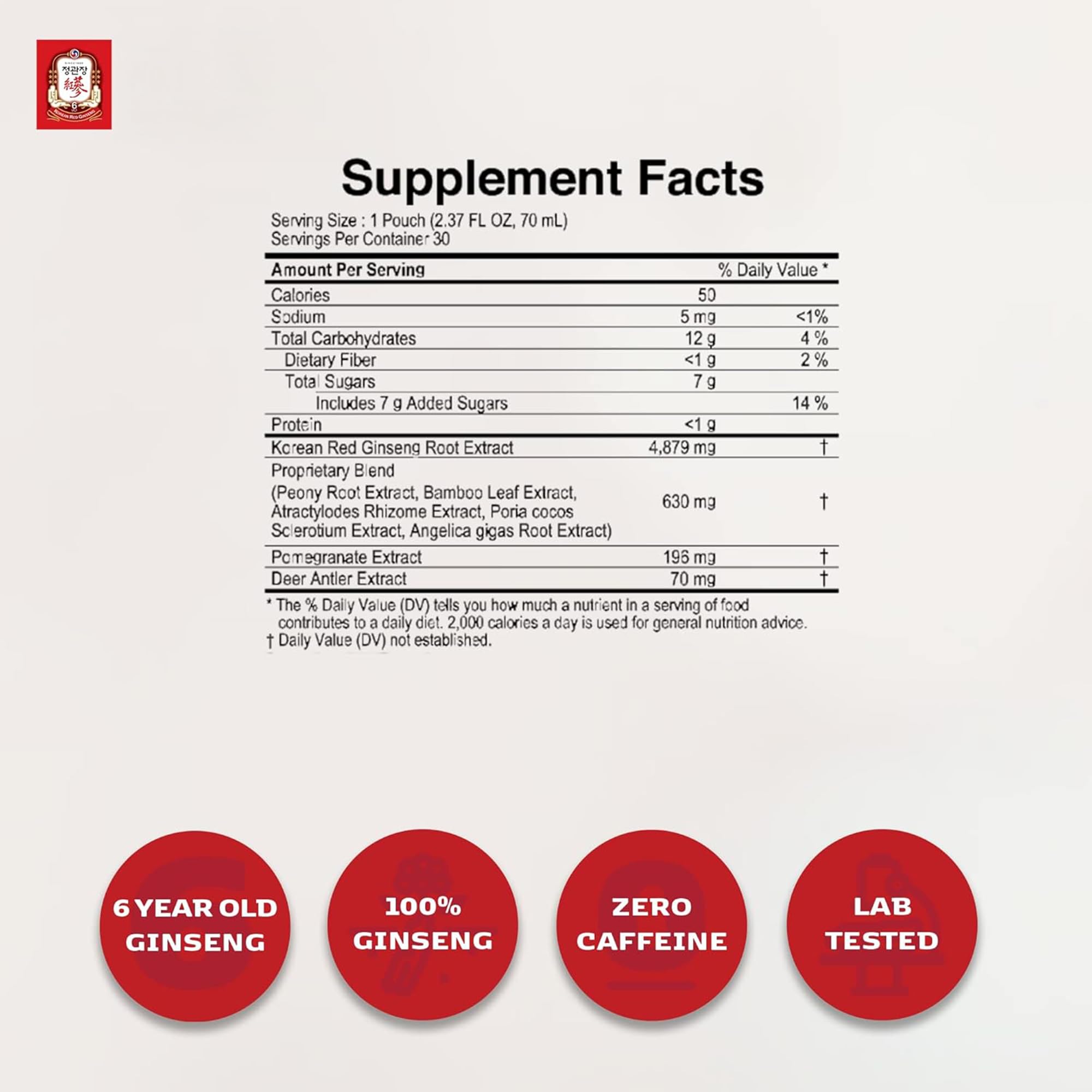 Jung Kwan Jang Women's Balance drink label close-up emphasizing ginseng ingredients